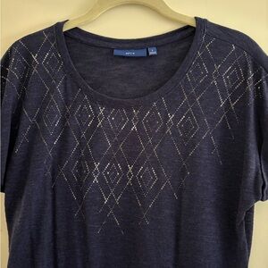 Apt. 9 Dark Blue Diamond Pattern Tee